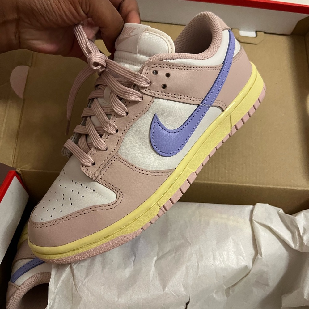 Nike Dunk Low Pastel Pink Lavender Yellow Women's Sneakers - Picture 2 of 3